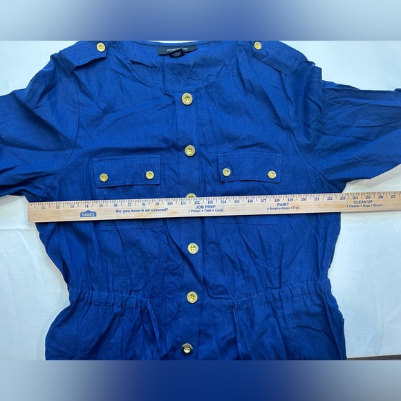 Ashley Stuart Size 20W Blue Sheath Linen Dress - Picture 5 of 7